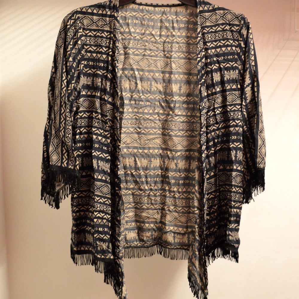 Unique lightweight cardigan with frill tassel detail from Indonesian market